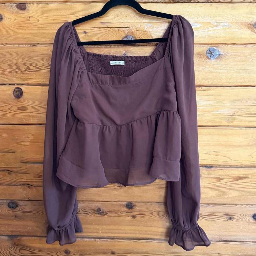 Abercrombie & Fitch Baby Doll Sheer Sleeve Blouse Large
